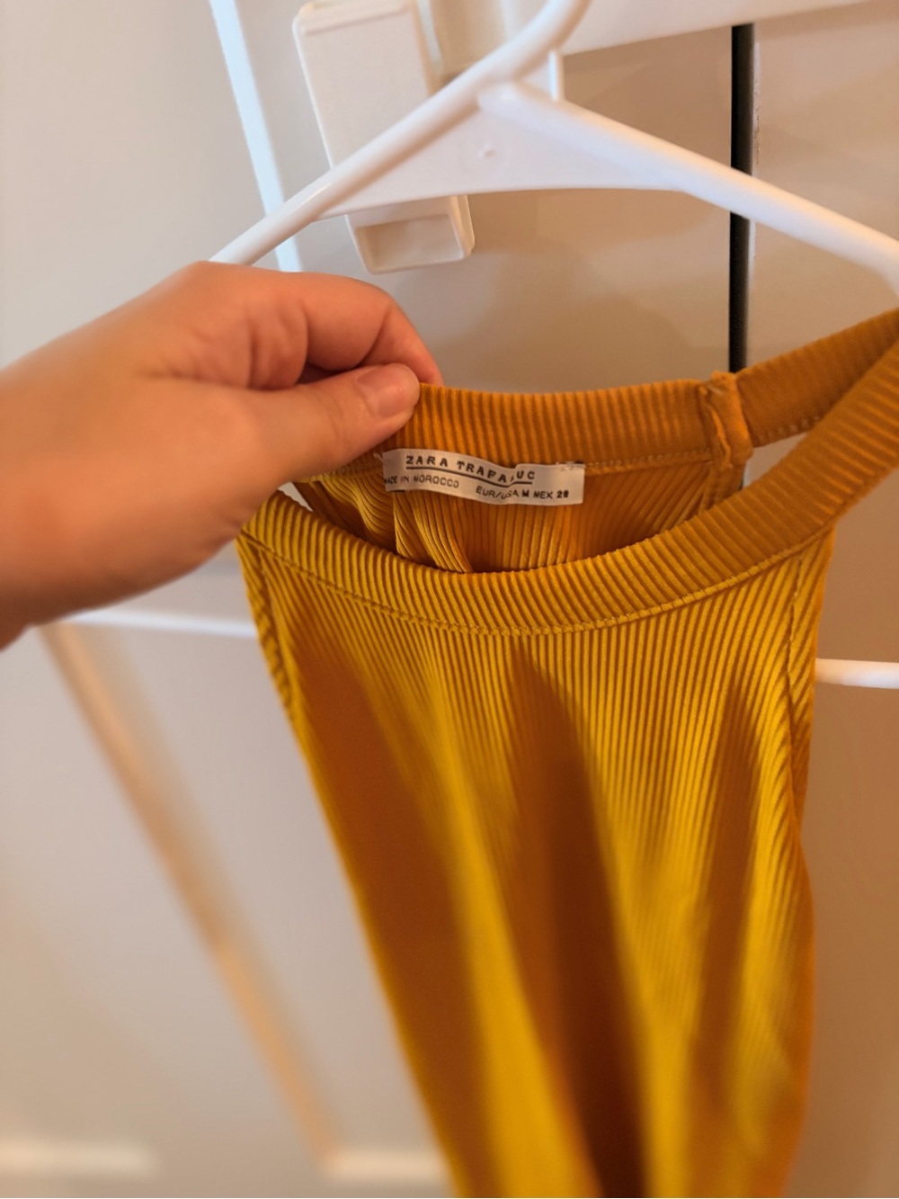 Zara Trafaluc Ribbed High Neck Tank - Mustard Yellow